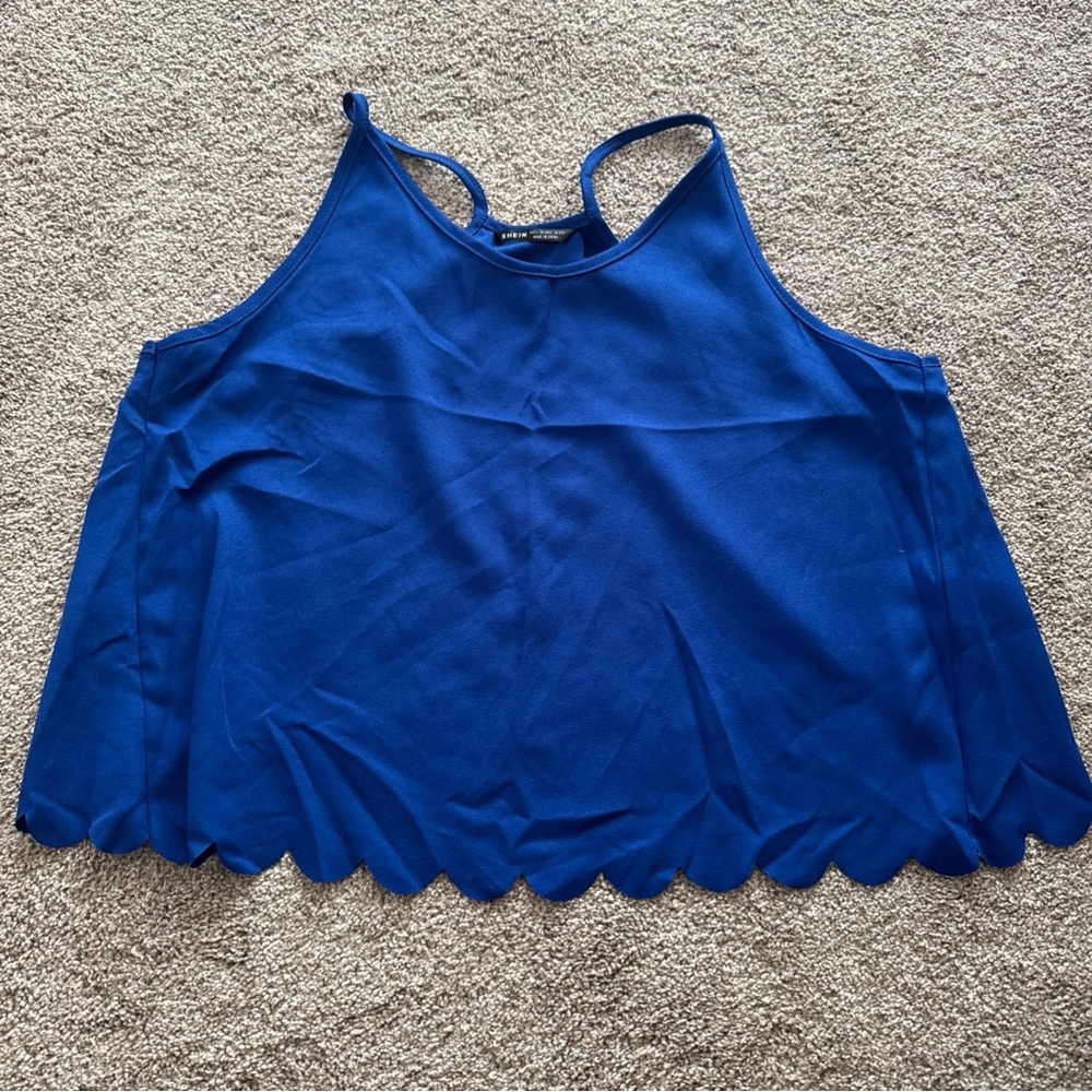 SHEIN Women's Size L Blue Cropped Spaghetti Strap Top
